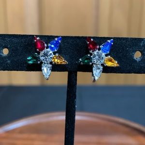 B. David rhinestone star screw on earrings